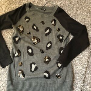 Small apt. 9 Black Cheetah Print Sequin Sweater